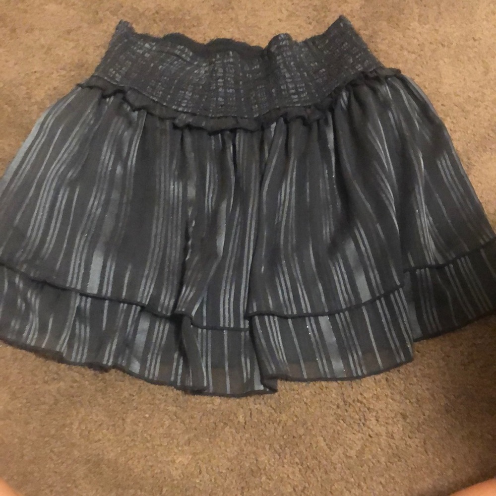 Navy Metallic Tiered Skirt